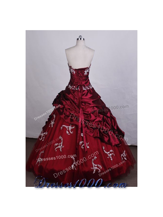 Exquisite Ball Gown Strapless FLoor-Length Red Beading And Appliques Quinceanera Dresses