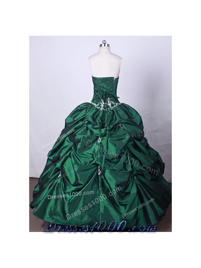 Fashionable Ball Gown Strapless FLoor-Length Green Beading Quinceanera Dresses