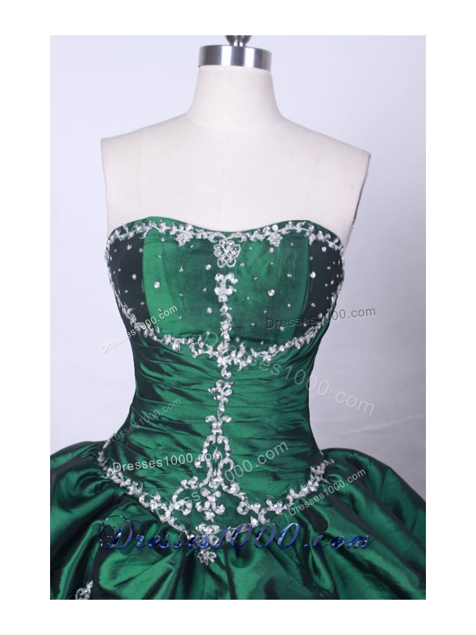 Fashionable Ball Gown Strapless FLoor-Length Green Beading Quinceanera Dresses