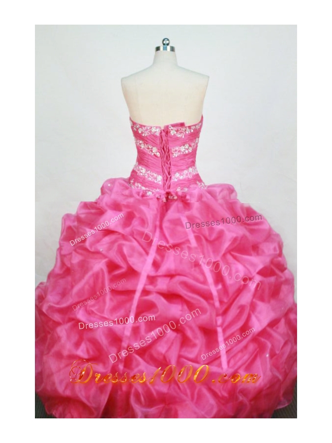 Romantic Ball Gown Sweetheart Floor-length Rose Pink Organza Beading Quinceanera dress