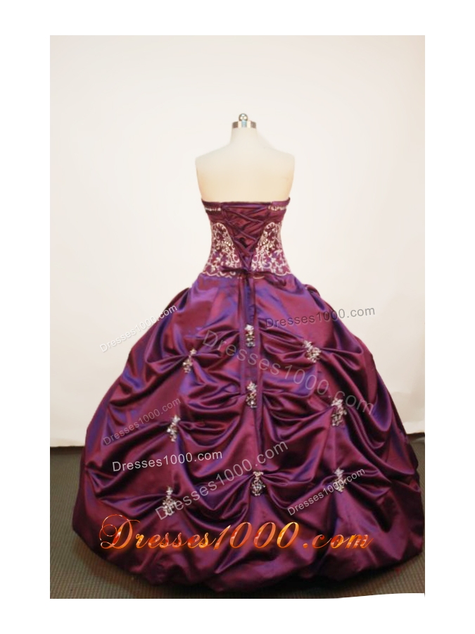 Affordable Ball gown Strapless Floor-length Taffeta Purple Quinceanera Dress