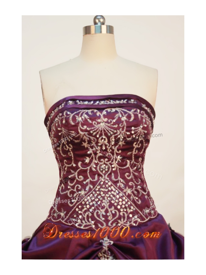 Affordable Ball gown Strapless Floor-length Taffeta Purple Quinceanera Dress