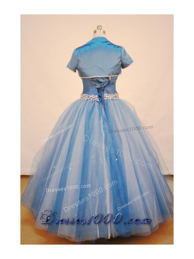Beautiful Ball gown Strap Floor-length Tulle Blue Quinceanera Dress