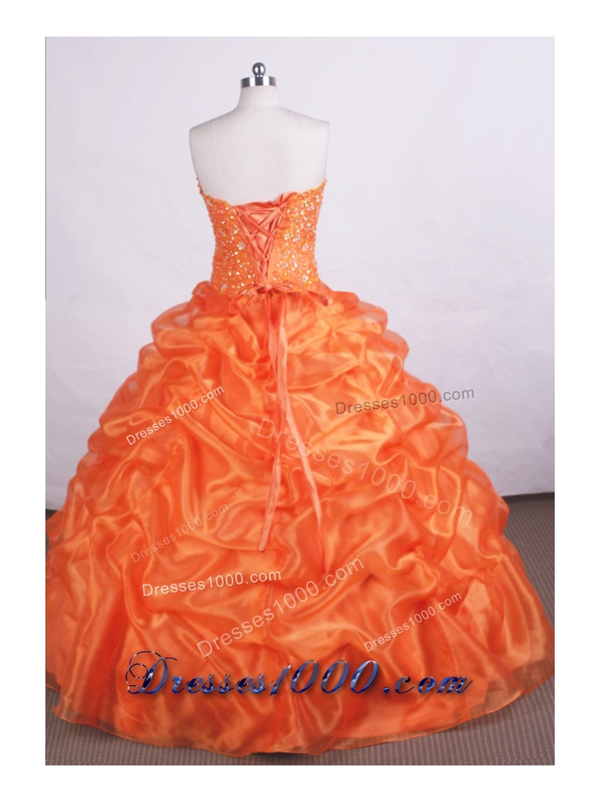 Beautiful Ball Gown Strapless Floor-length Orange Quinceanera Dresses