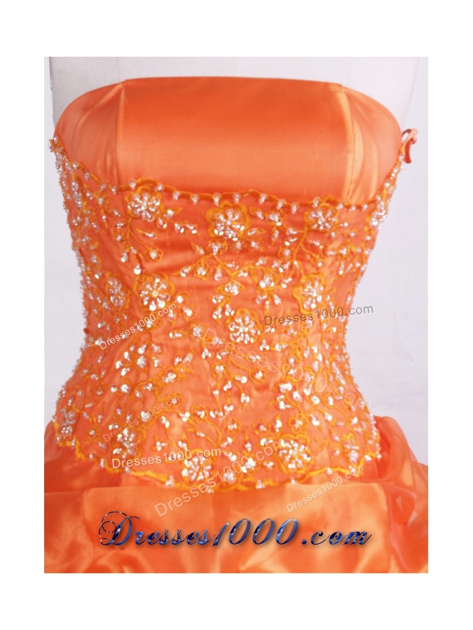 Beautiful Ball Gown Strapless Floor-length Orange Quinceanera Dresses