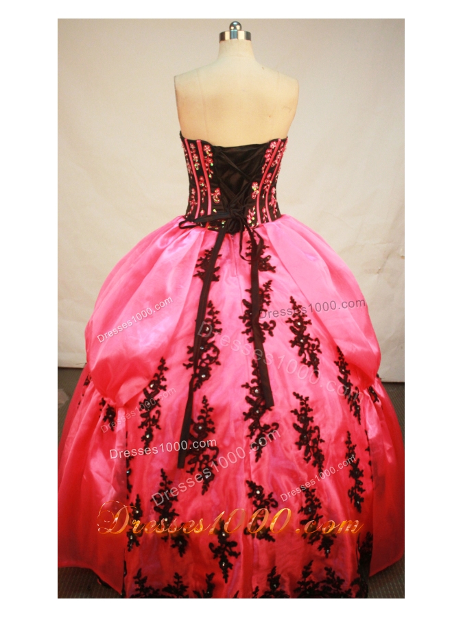 Beautiful Ball Gown Strapless Floor-Length Watermelon Beading and Appliques Quinceanera Dress