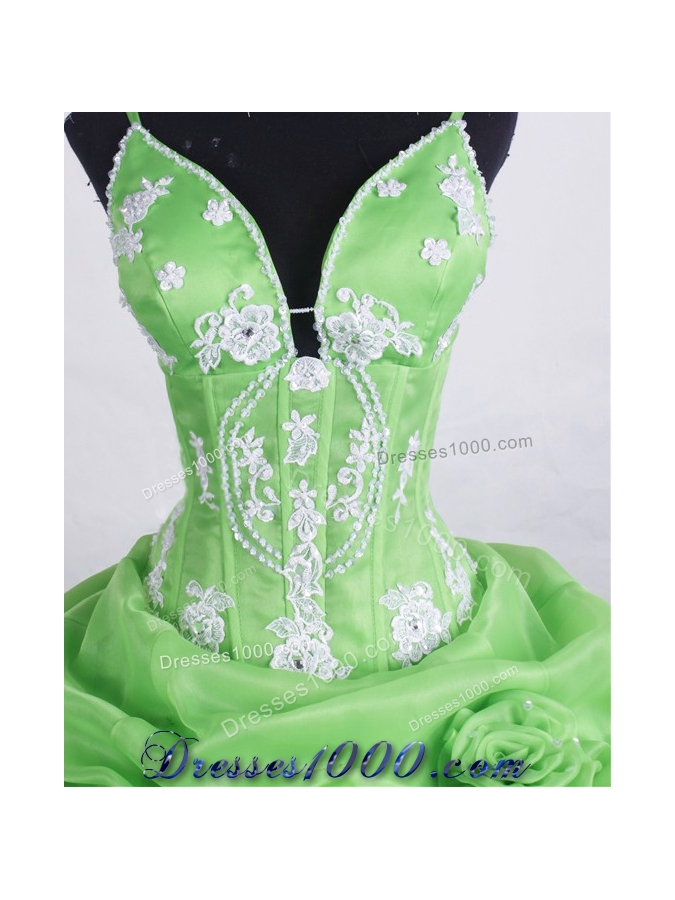 Beautiful Ball Gown Straps Floor-length Spring Green Quinceanera Dresses