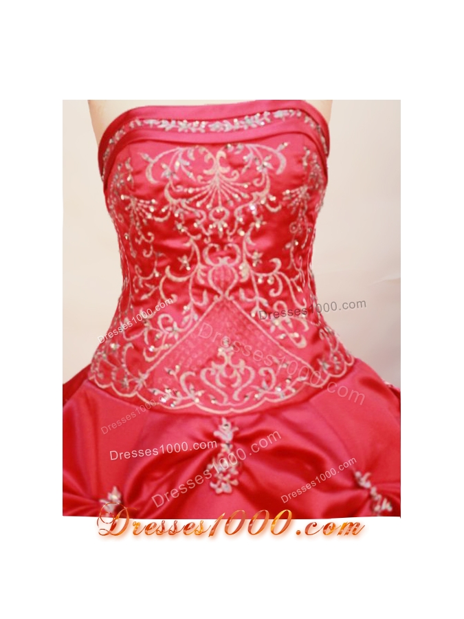 Cheap Ball Gown Strapless Floor-length Taffeta Hot Pink Quinceanera Dress