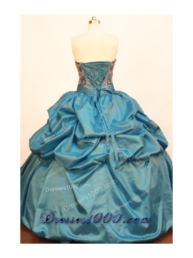 Discount Ball gown Strapless Floor-length Taffeta Blue Quinceanera Dress