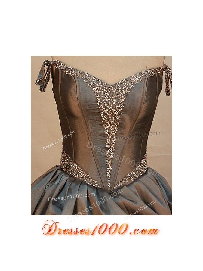 Elegant Ball gown Off the Shoulder Neckline Floor-length Taffeta Brown Quinceanera Dress