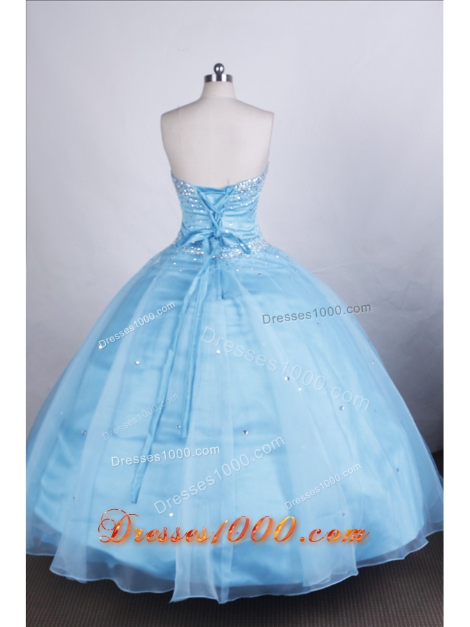 Elegant Ball Gown Strapless Floor-length Light Blue Quinceanera Dresses