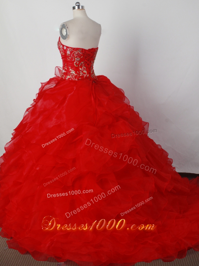 Elegant Ball Gown Strapless Floor-length Red Quinceanera Dresses