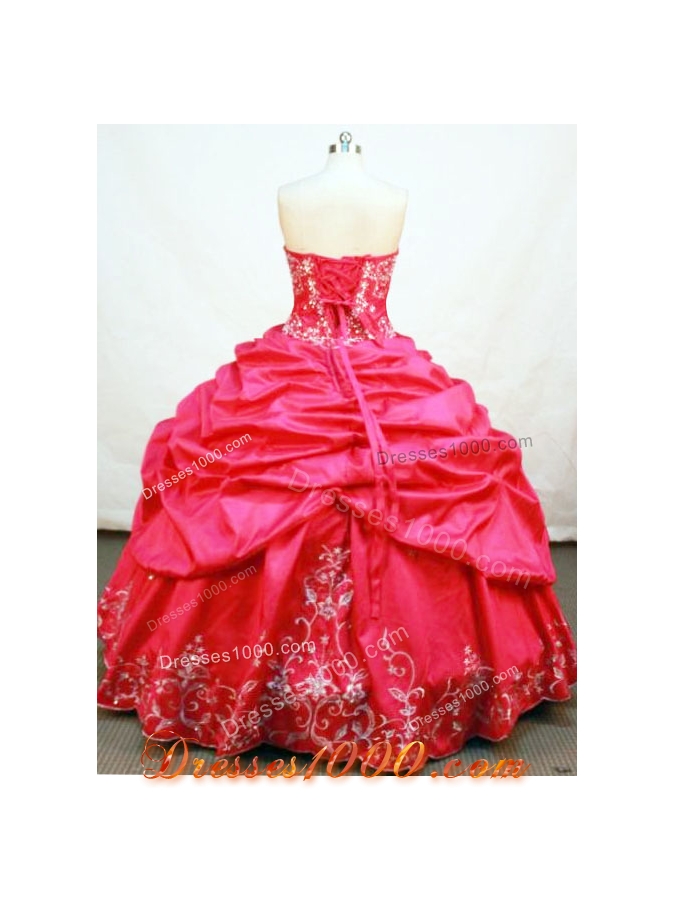 Elegant Ball Gown Strapless Floor-length Taffeta Red Quinceanera Dresses