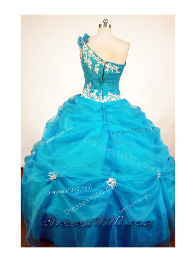 Exclusive Ball Gown One Shoulder Neck Floor-length Quinceanera Dresses Appliques
