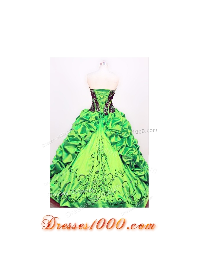 Exquisite Ball gown Strapless Floor-length Taffeta Green Quinceanera Dress