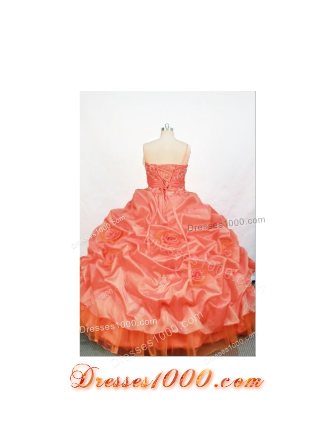 Gorgeous Ball gown One shoulder neck Floor-length Taffeta Orange Quinceanera Dress