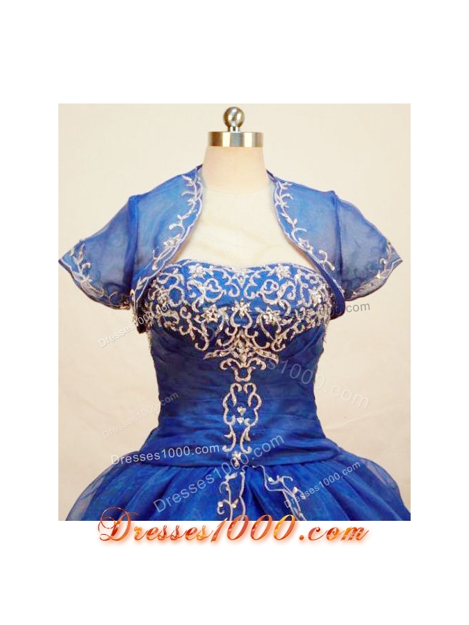 Gorgeous Ball Gown Strapless Floor-length Organza Blue Quinceanera Dresses