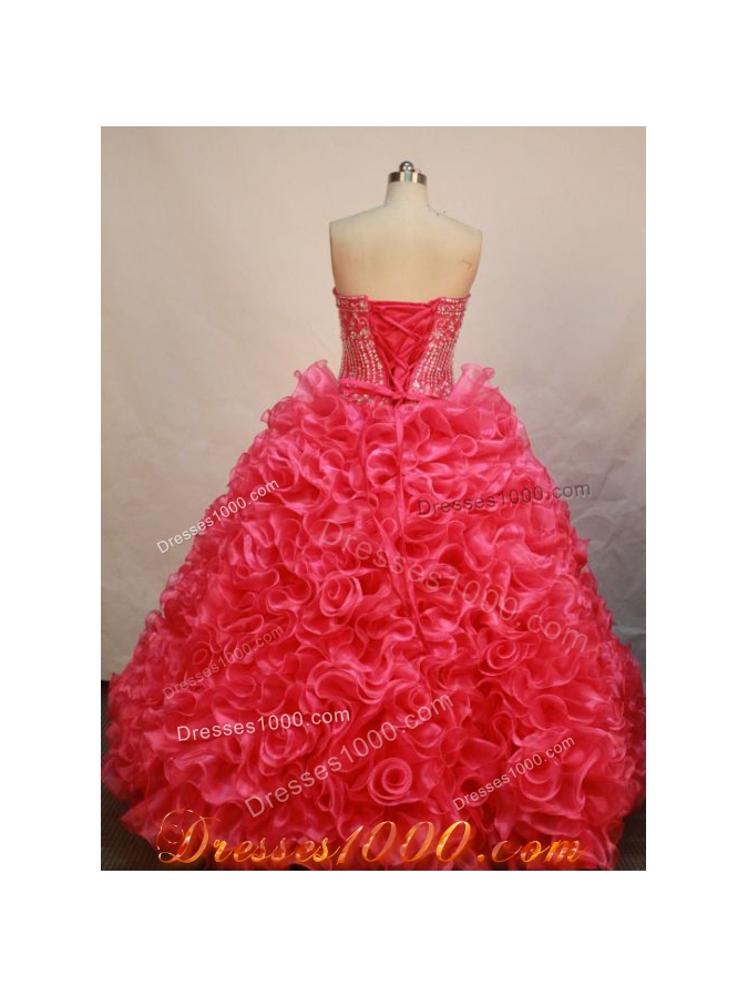 Luxurious Ball gown Strapless Floor-length Organza Red Quinceanera Dress