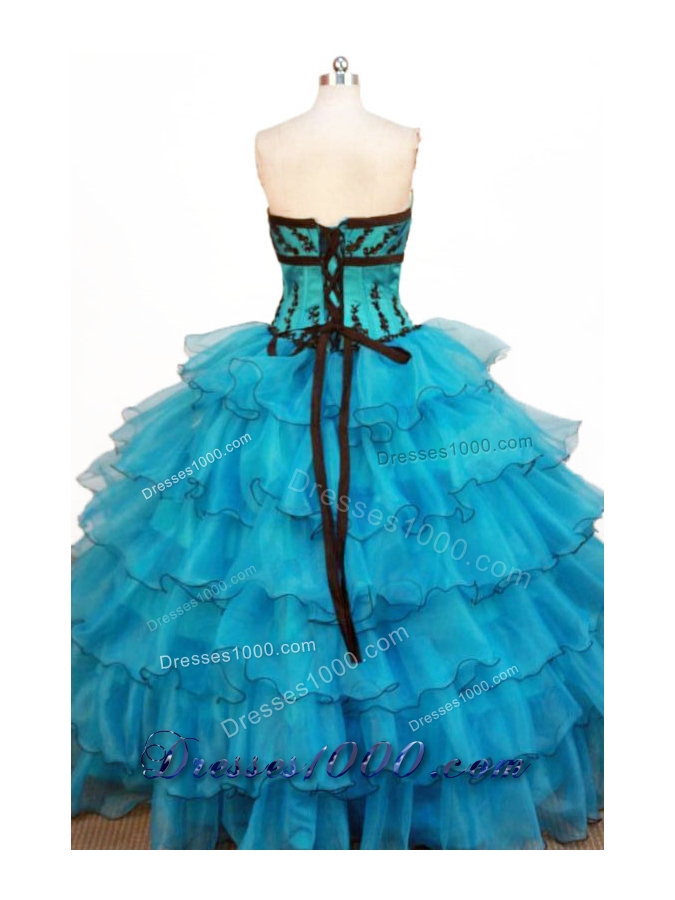 Perfect Ball Gown Strapless Floor-length Teal Organza Quinceanera Dresses