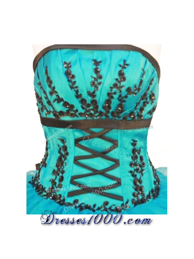 Perfect Ball Gown Strapless Floor-length Teal Organza Quinceanera Dresses