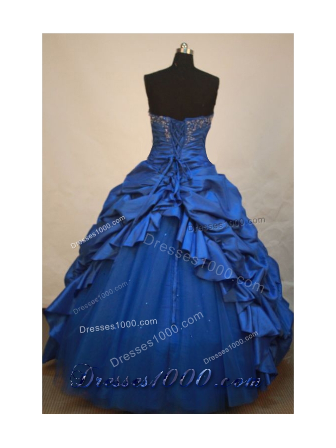 Perfect Ball gown Strapless Floor-length Tulle Blue Quinceanera Dress