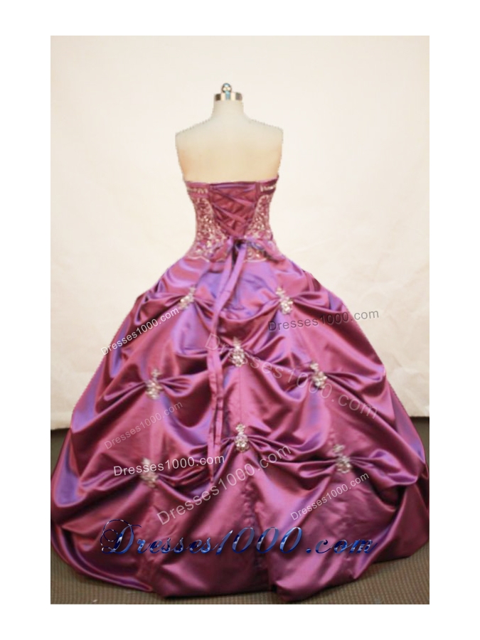 Pretty Ball gown Strapless Floor-length Taffeta Fuchsia Quinceanera Dress