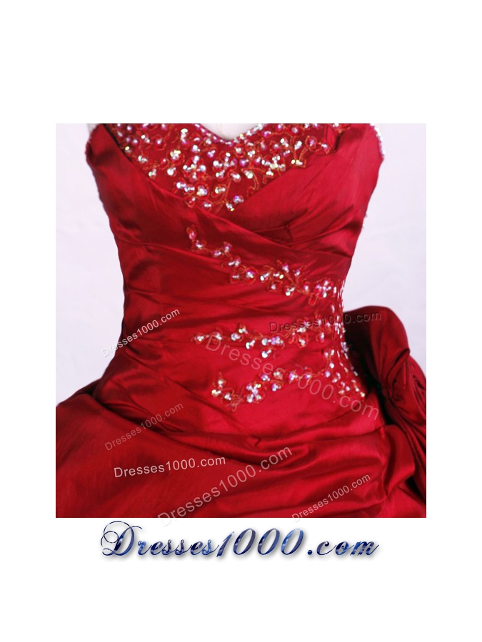 Simple Ball Gown Sweetheart-neck Floor-length Wine Red Quinceanera Dresses