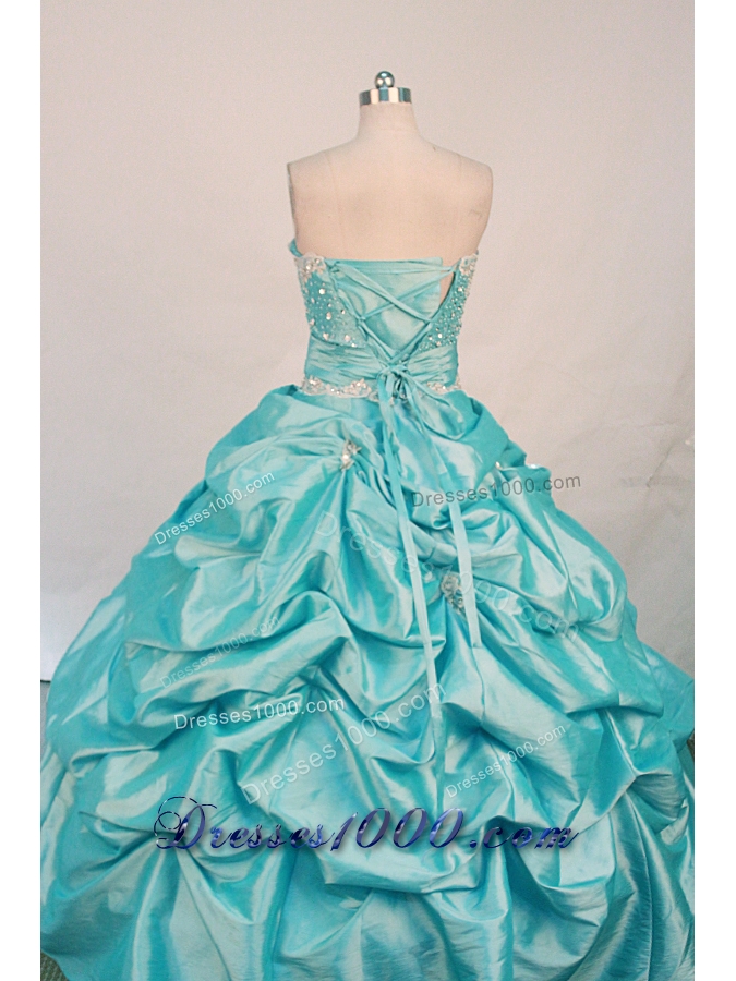 The super hot ball gown strapless floor-length taffeta beading aqua blue quinceanera dresses