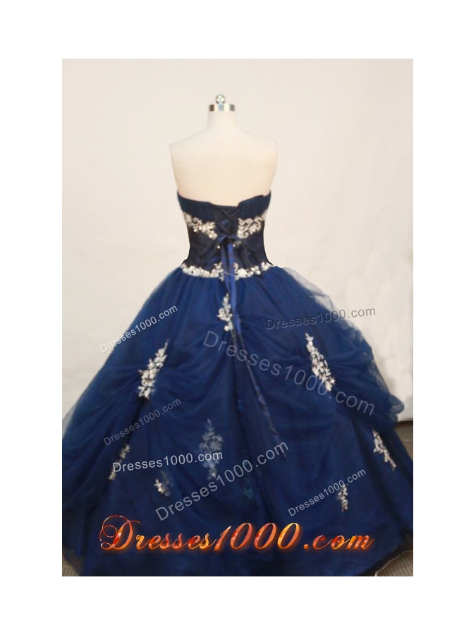 Wonderful Ball gown Strapless Floor-length Navy Blue Quinceanera Dress