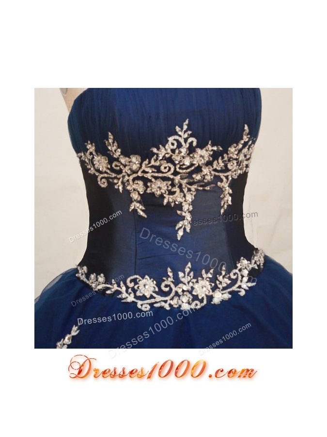 Wonderful Ball gown Strapless Floor-length Navy Blue Quinceanera Dress