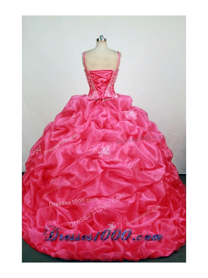 2013 Informal Straps Floor-Lengtrh Hot Pink Beading and Appliques Quinceanera Dresses