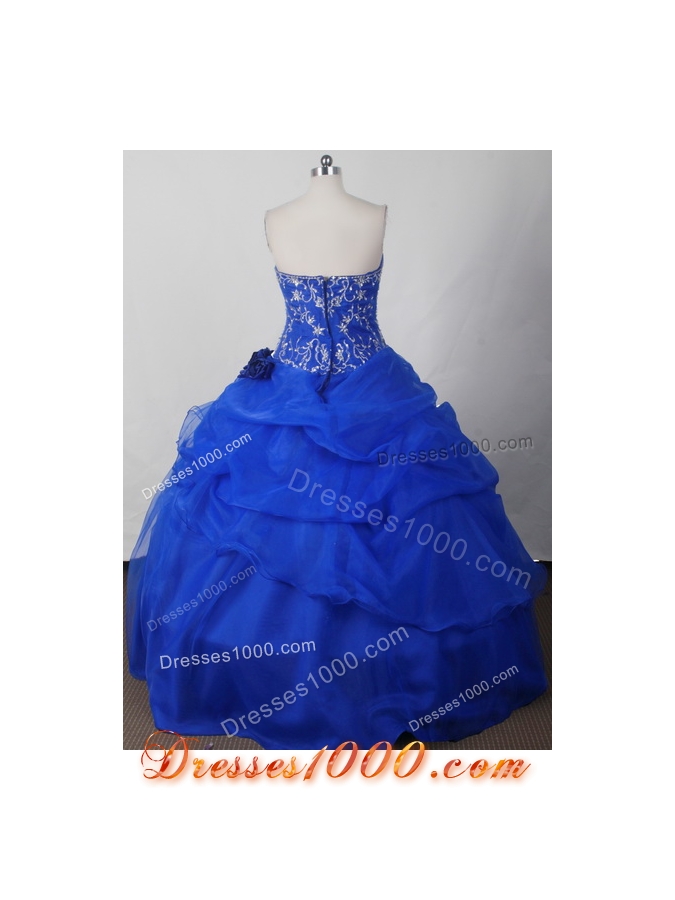 Beautiful Ball Gown Strapless Floor-length Blue Quinceanera Dress