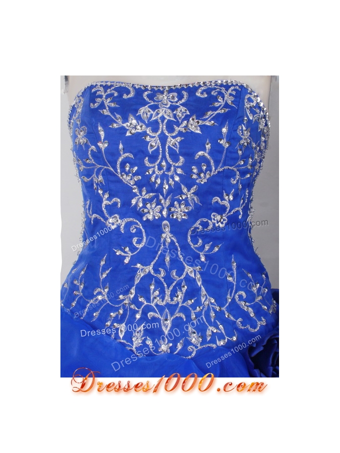 Beautiful Ball Gown Strapless Floor-length Blue Quinceanera Dress