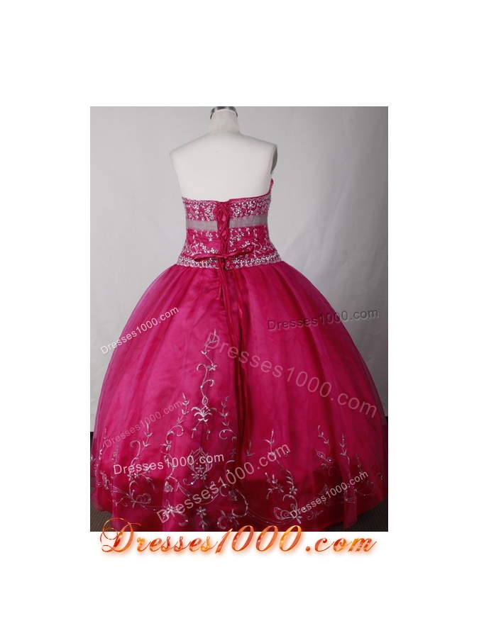 Cute Ball Gown Strapless Floor-length Red Quinceanera Dress
