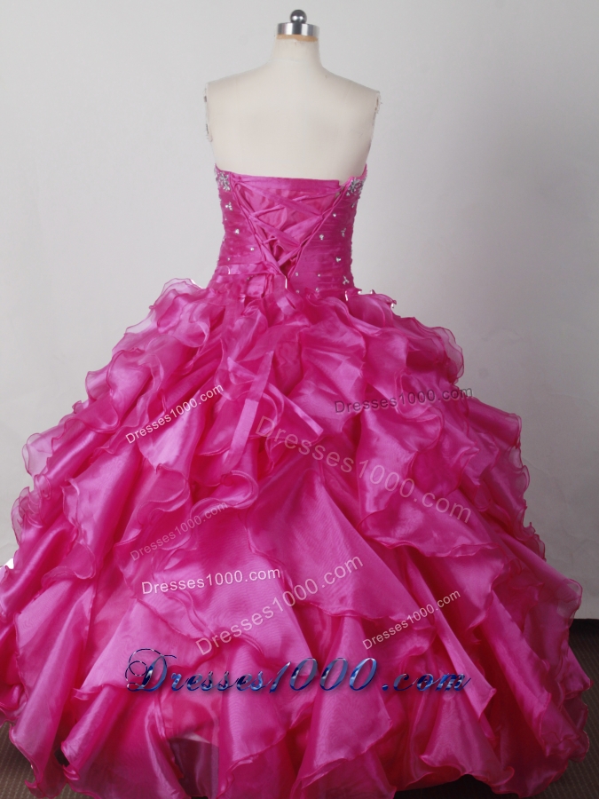 Elegant Ball Gown Strapless Floor-length Hot Pink Quinceanera Dress