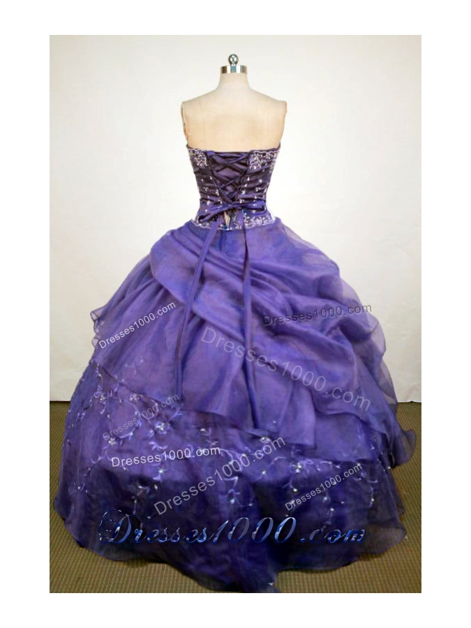 Luxurious Ball Gown Strapless Floor-Length Purple Beading and Appliques Quinceanera Dresses