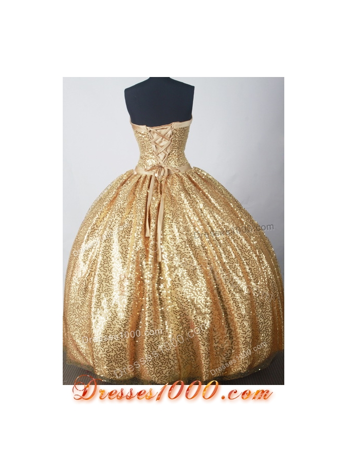 Luxuriously Ball Gown Strapless Floor-length Gold Quinceanera Dress