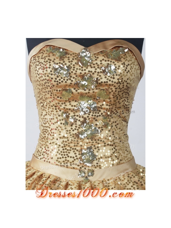 Luxuriously Ball Gown Strapless Floor-length Gold Quinceanera Dress