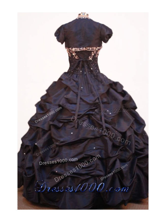 Modest Ball Gown Strapless Floor-length Brown Taffeta Jacket Quinceanera dress