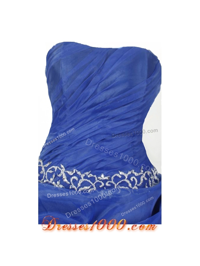 Popular Ball Gown Strapless Floor-length Blue Embroidery Quinceanera dress