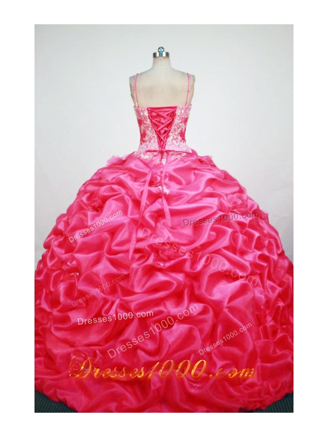 Popular Ball Gown Straps Floor-Length Red Appliques and Beading Quinceanera Dresses
