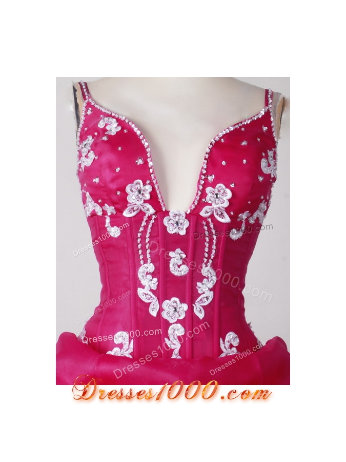 Sexy Ball Gown Straps Floor-length Hot Pink Quinceanera Dress