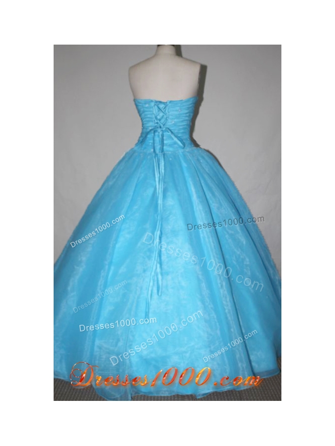 Simple A-line Strapless Floor-length Quinceanera Dresses Appliques