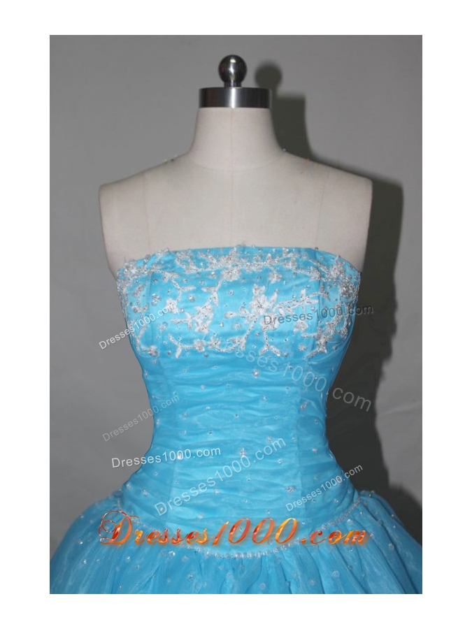 Simple A-line Strapless Floor-length Quinceanera Dresses Appliques