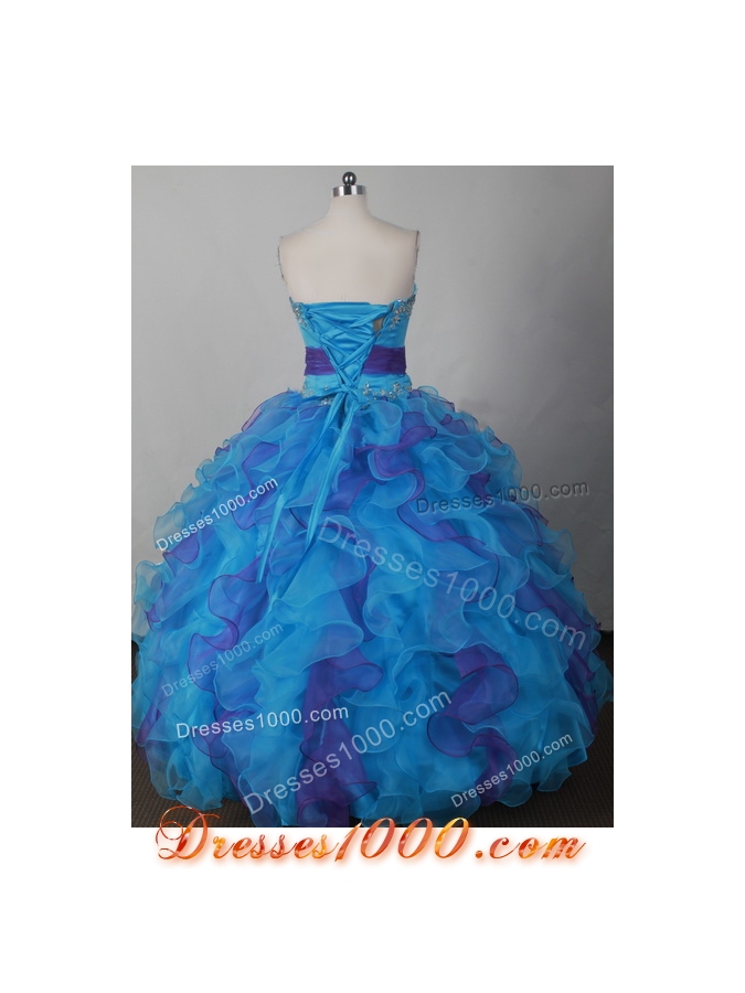 Sweet Ball Gown Strapless Floor-length Blue Quinceanera Dress