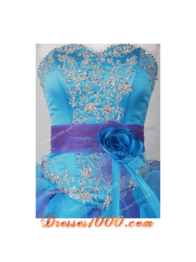 Sweet Ball Gown Strapless Floor-length Blue Quinceanera Dress