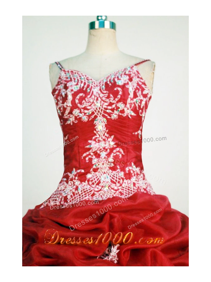 Sweet Ball Gown Straps Floor-Length RedBeading and Appliques Quinceanera Dresses