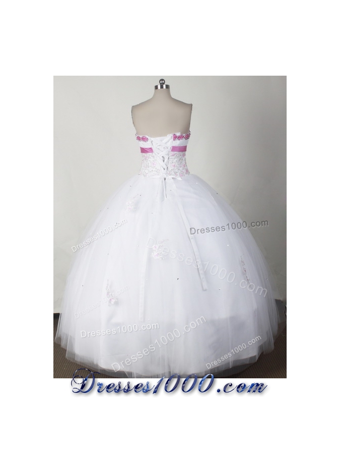 Beautiful Ball Gown Strapless Floor-length White Quinceanera Dress