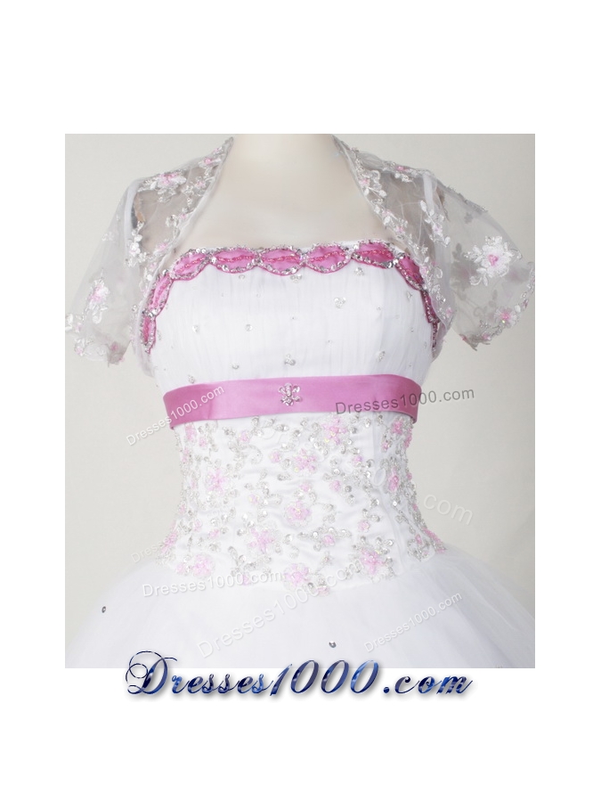 Beautiful Ball Gown Strapless Floor-length White Quinceanera Dress