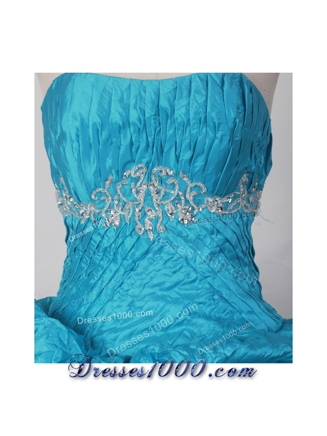 Elegant Ball Gown Strapless Floor-length Blue Quinceanera Dress